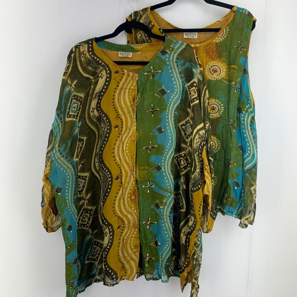 Eclectic Artsy Boho Tunic Tank Boho Ethnic Gauze Tribal Womens 2X 3X Lagenlook